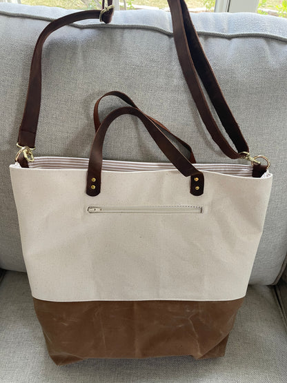 Canvas Tote with Leather Straps