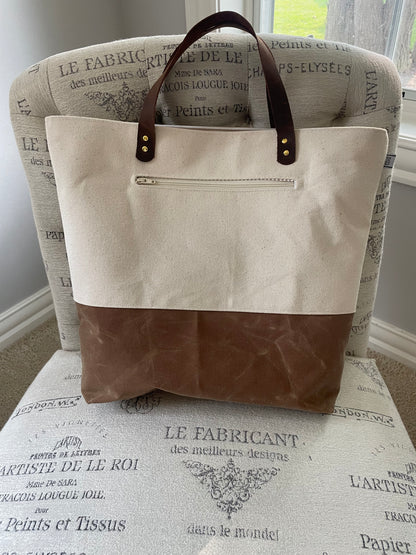 Canvas Tote with Leather Straps