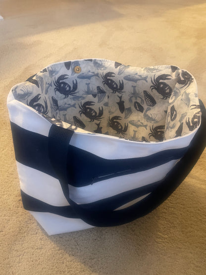 Beach Tote - Navy Stripe