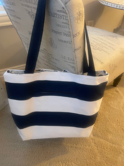 Beach Tote - Navy Stripe